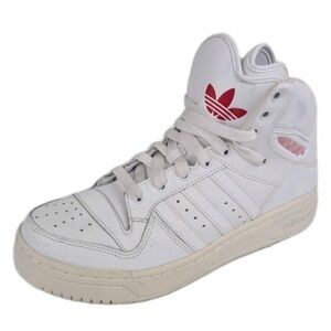 Adidas Originals High Top Sneakers White & Red Trefoil Women’s Size 9.5